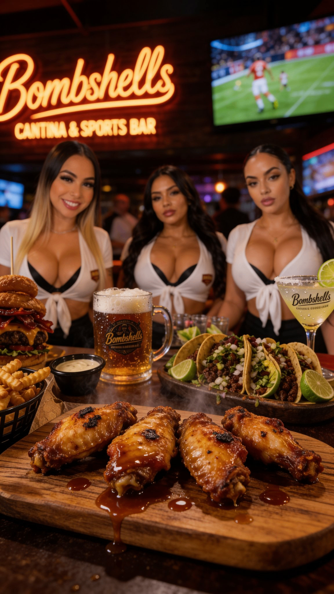 Best sports bar in Avondale AZ — Bombshells Cantina & Sports Bar interior with big screens for UFC and boxing fight nights